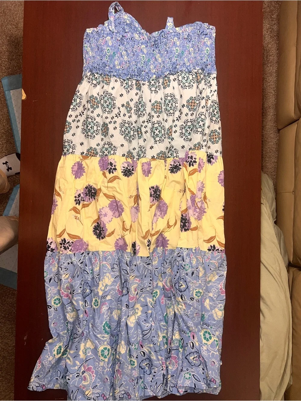 Nanette Lepore Blue and Yellow Tiered Floral Maxi Dress - Picture 3 of 5